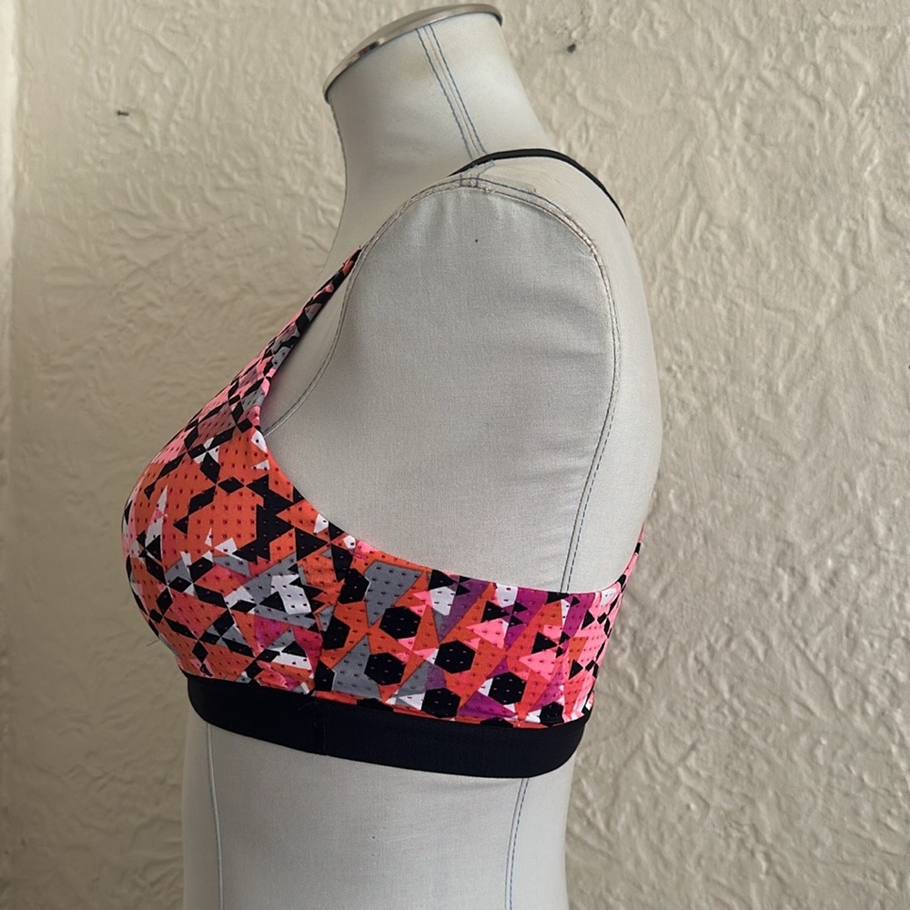 Victoria’s Secret Sport Lightweight Sports Bra 34B Pink Orange Black Patterned - Picture 2 of 6
